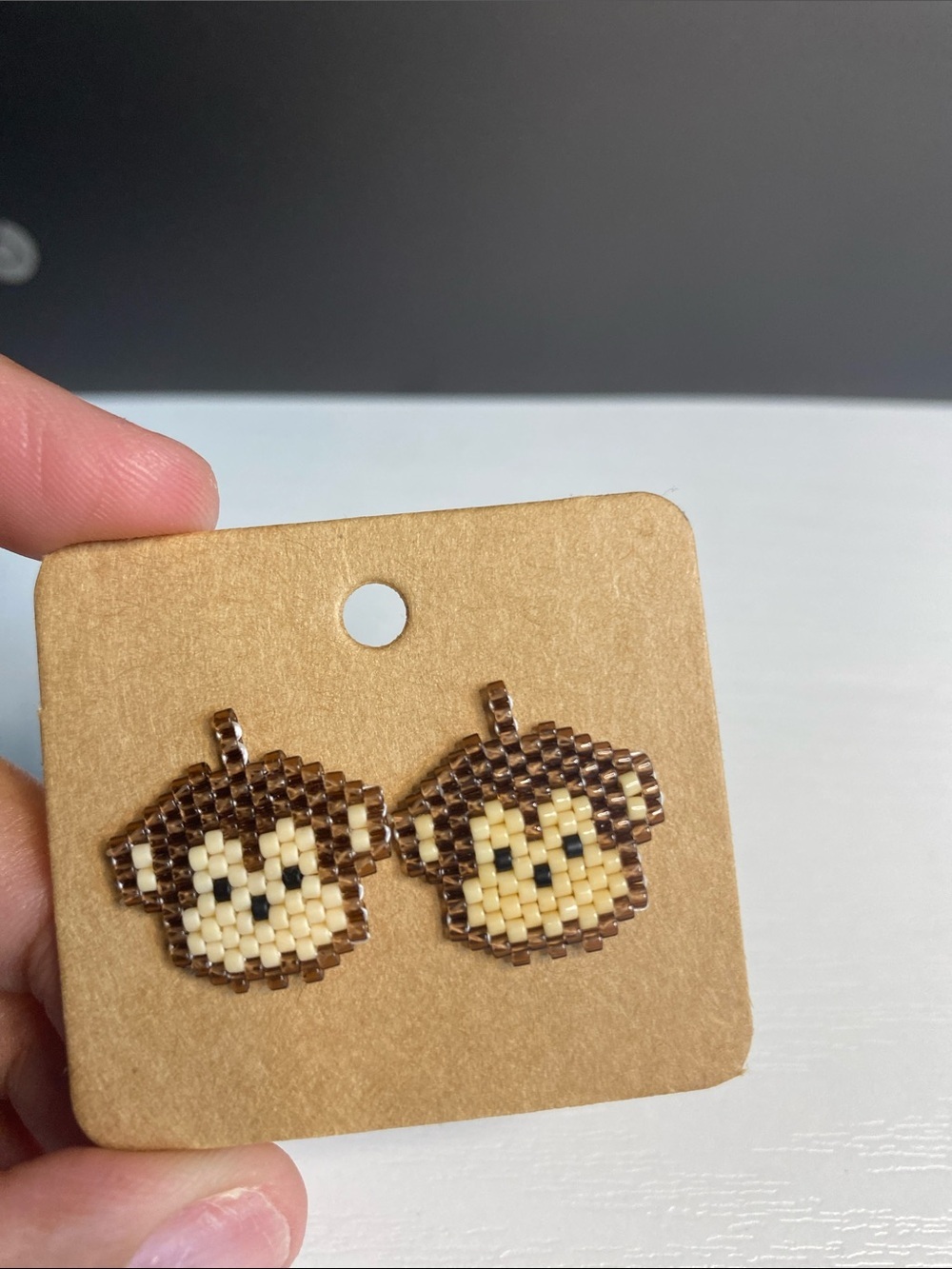 Handmade Brown Monkey Beaded earrings
